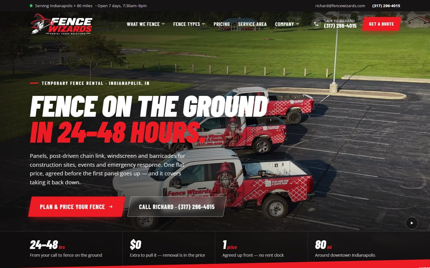 The new Fence Wizards website on a computer and a phone
