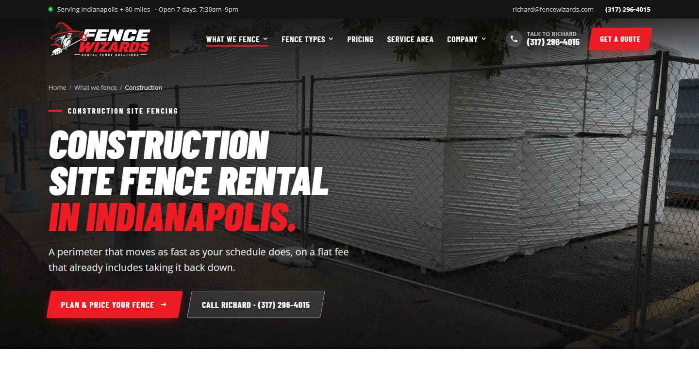 A Fence Wizards service page